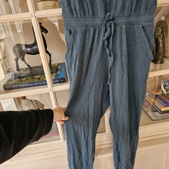 Pact Organic Cotton Relaxed Slub House Short Sleeve Jumpsuit Dark Teal XS - Picture 6 of 12